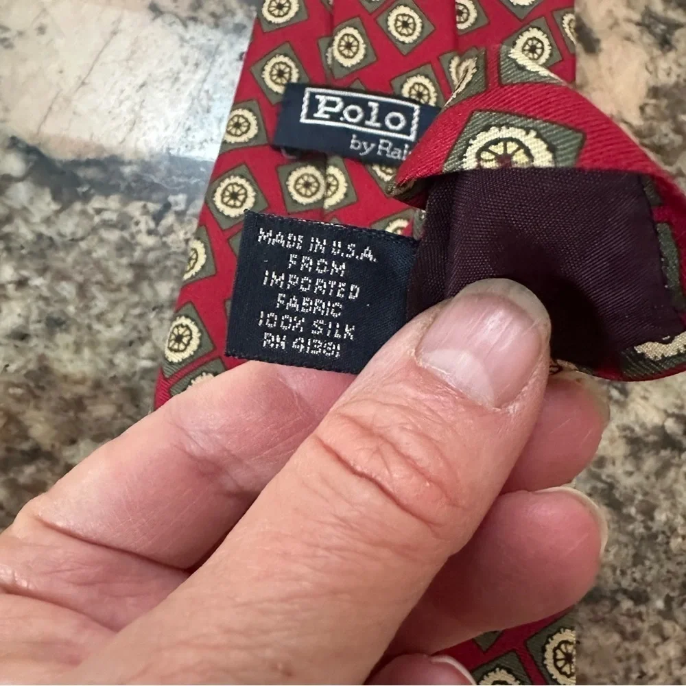 Polo by Ralph Lauren Red and Gold Geometric Tie